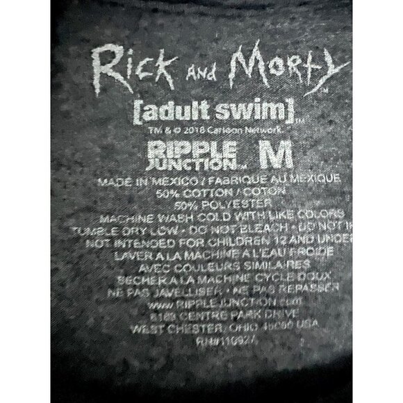 Rick and Morty Mens Cartoon Graphic T-Shirt Medium Gray Adult Swim Stretch 50/50 - Picture 5 of 5